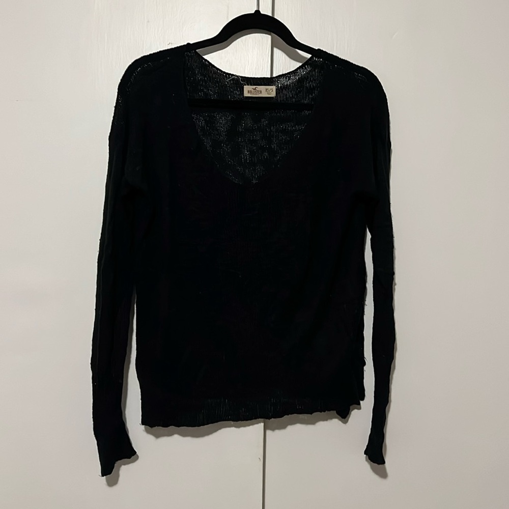 Black Hollister V-Neck Sweater Top